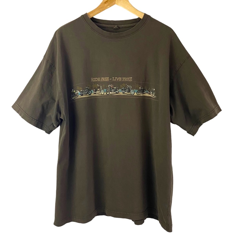 No Bad Days Men's Ride Free Live Free Motorcycle T-Shirt Brown XXL
